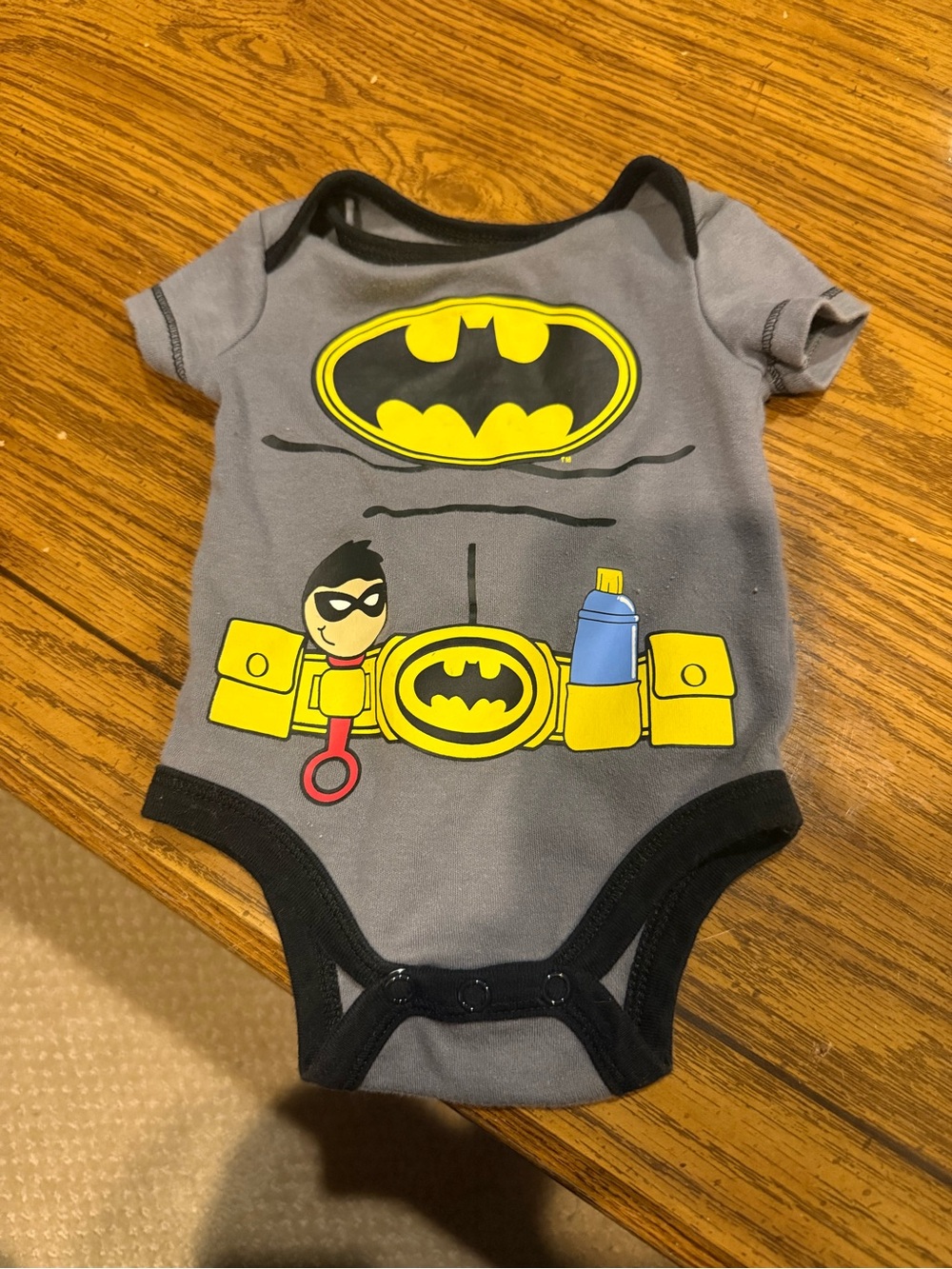 6 for $10 Baby Batman Onesie - Gray & Yellow Superhero Bodysuit